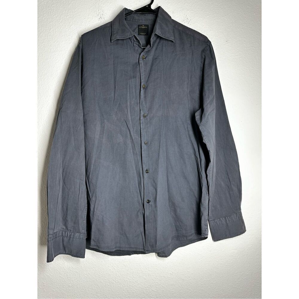 Doppel Ganger Roma Long Sleeve Button Up Collared Shirt Gray Sz M Cotton *Notes